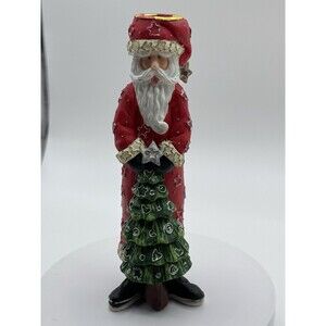 Vintage Old World Santa Claus Candlestick Figure Christmas Holiday Decor 7”